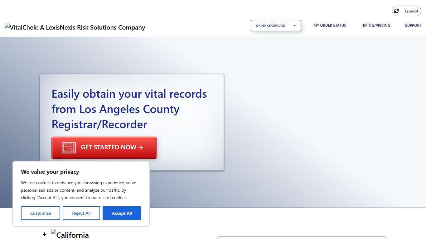 Los Angeles County Registrar/Recorder (CA) | Order Certificates - VitalChek