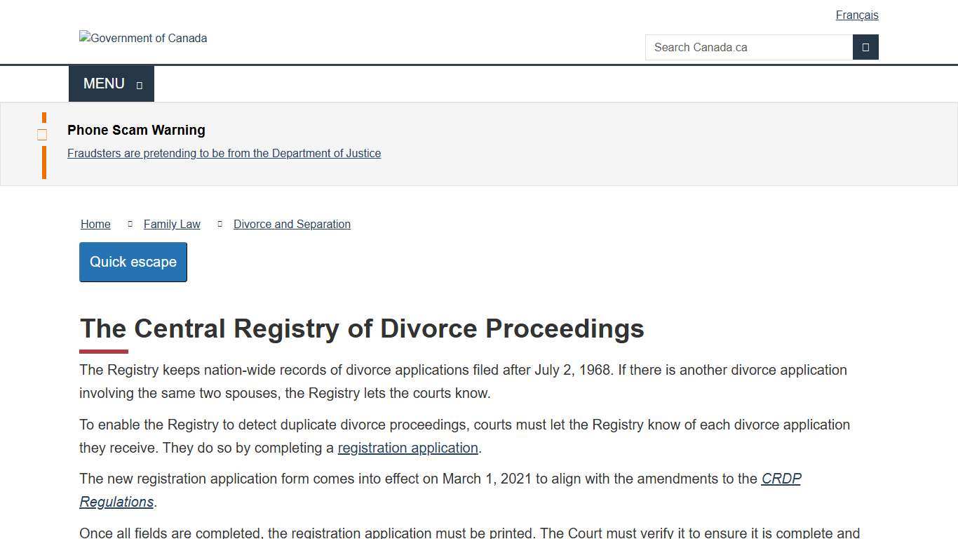 The Central Registry of Divorce Proceedings